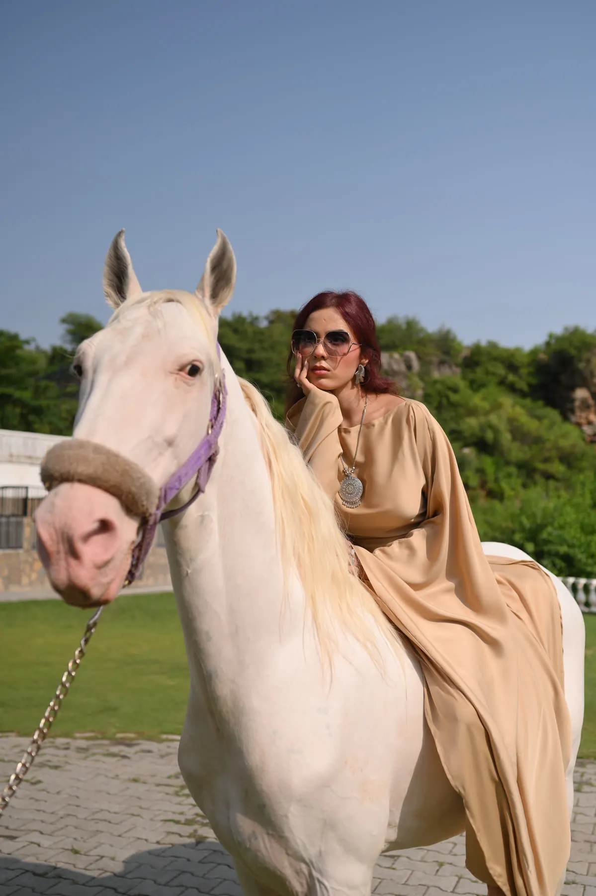 Beige Draped Cape Kaftan Jumpsuit