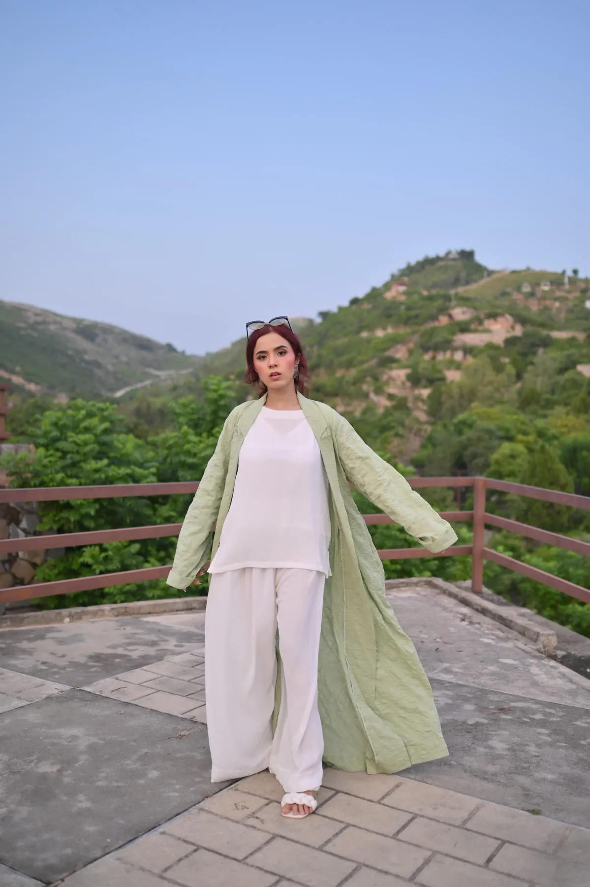 Sage Green Longline Kimono Co-Ord Set