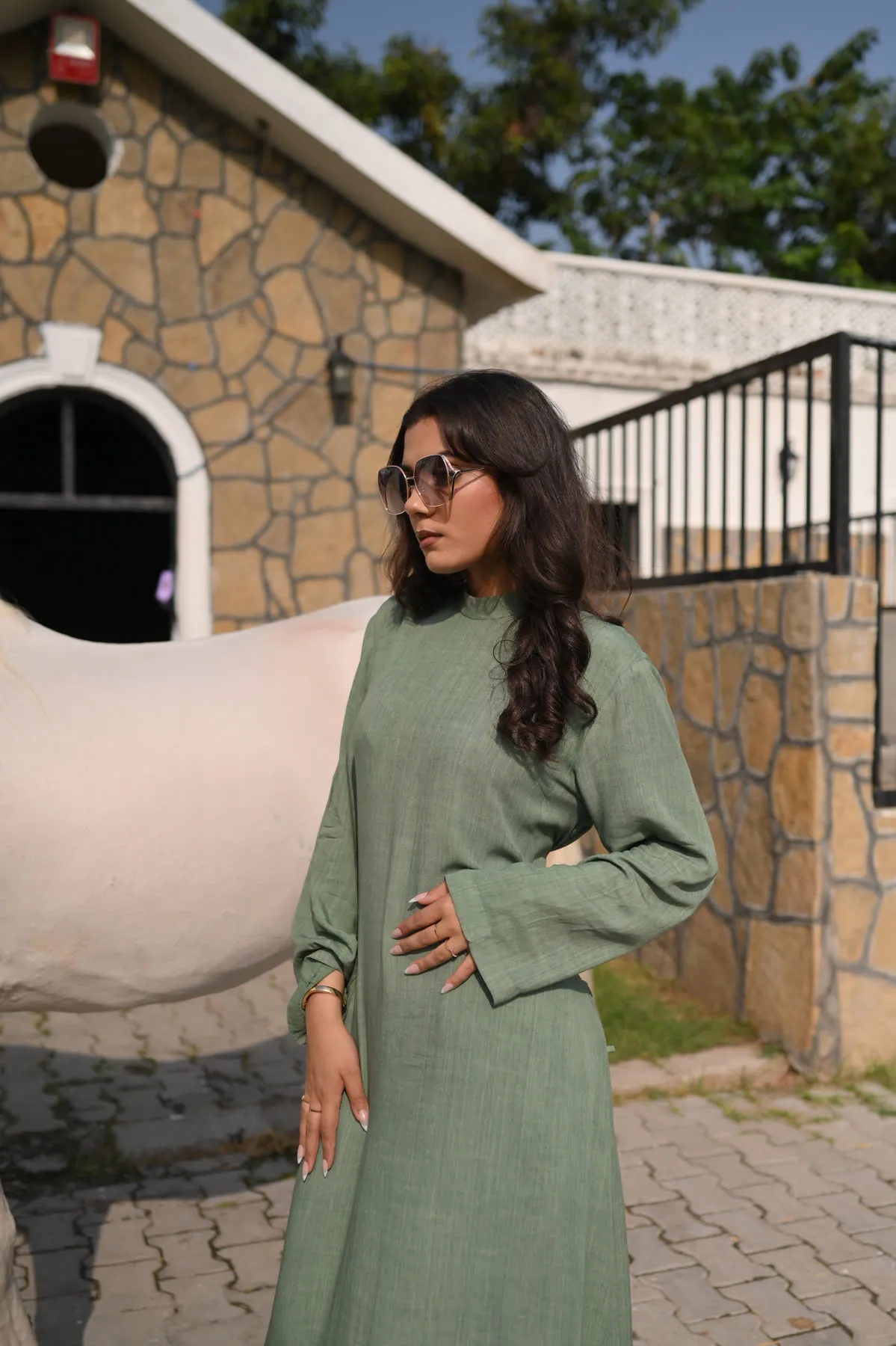 Sage Green Relaxed Fit Long Dress