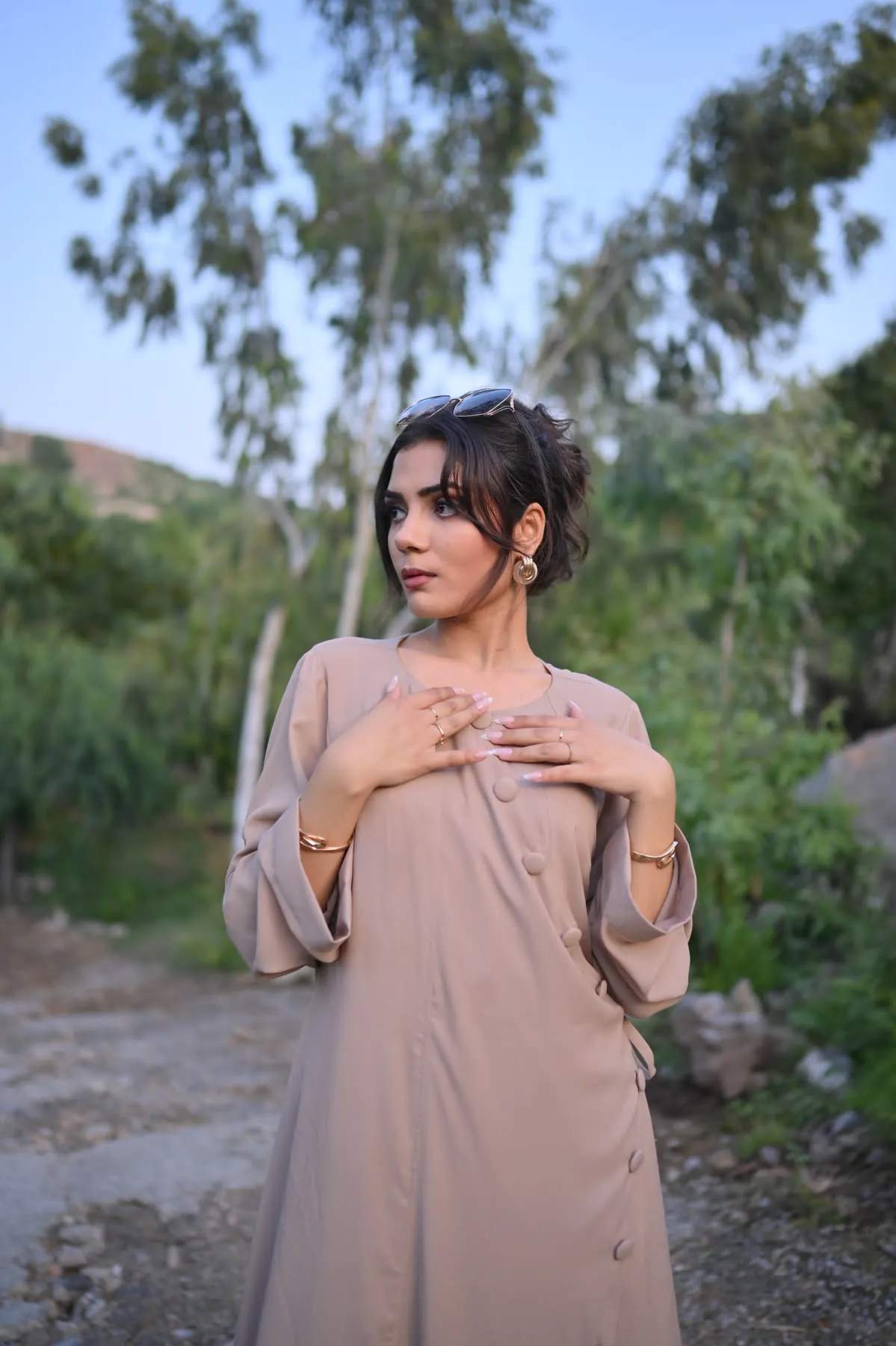 Taupe Flowy Belted Maxi Dress