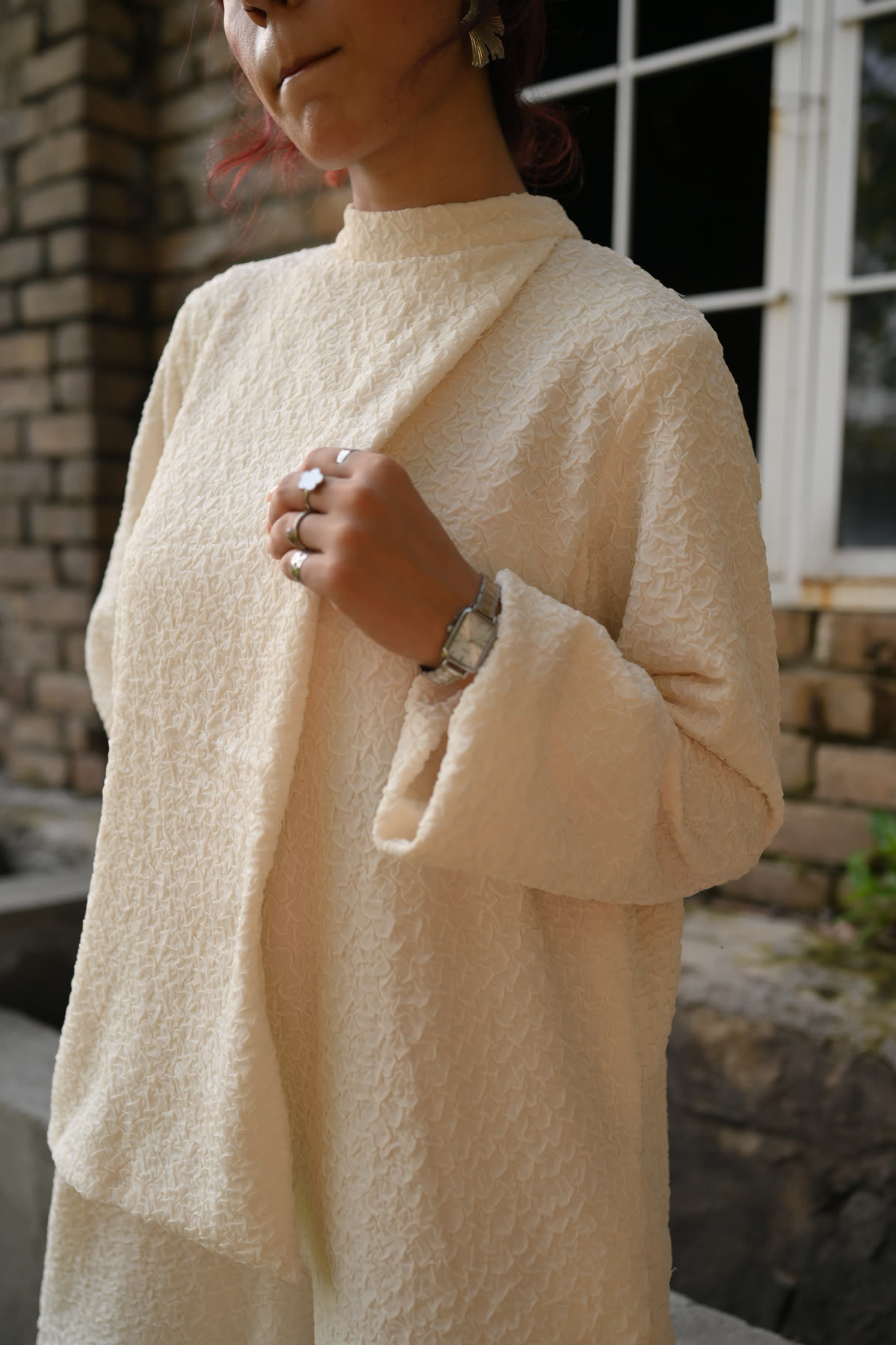 Cream Textured Lounge Set
